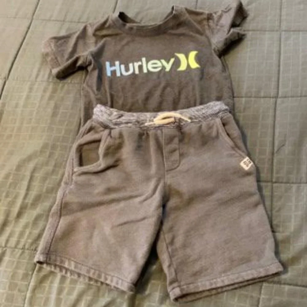 Boys Hurley top and Carters Pull on shorts